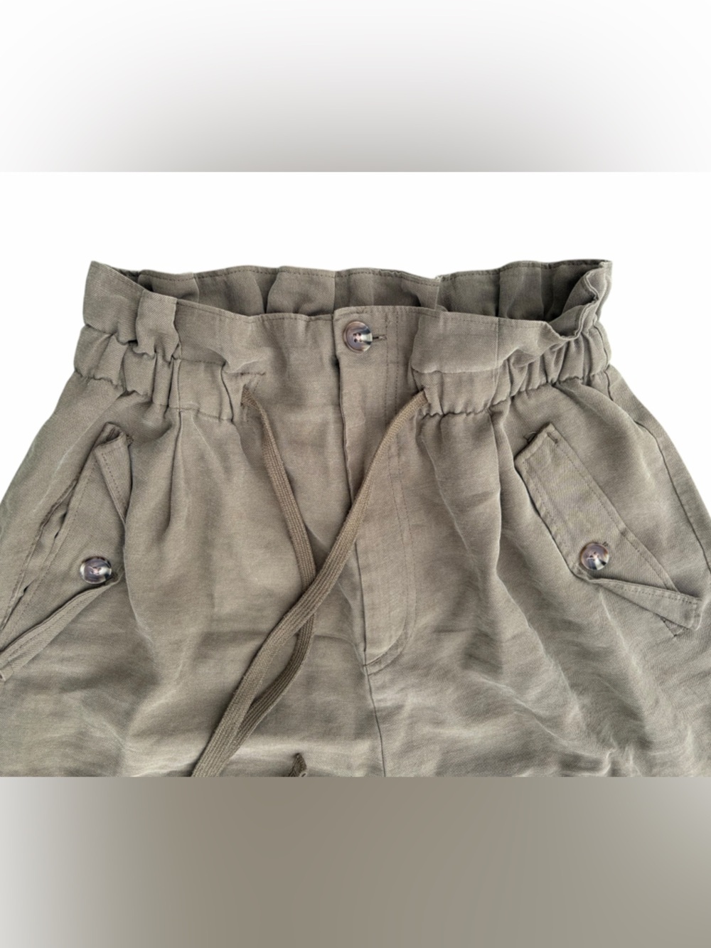 Paper bag Waist Utility Pants Olive Green - Picture 2 of 9